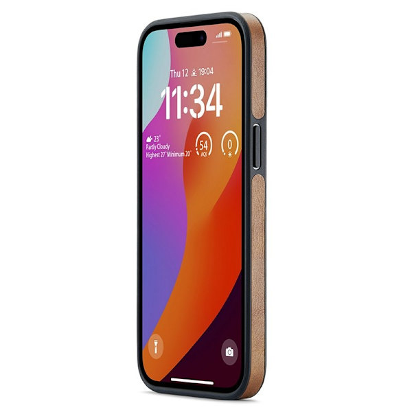DG.MING Mobilskal till iPhone 15 Pro Max Logo View PU Läder - Brun