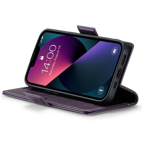 CASEME Plånboksfodral Konstläder för iPhone 15 Plus RFID-Skydd Lila