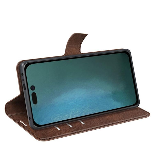 Flip Folio iPhone 14 Plus Plånboksfodral - Mörkbrun Brun