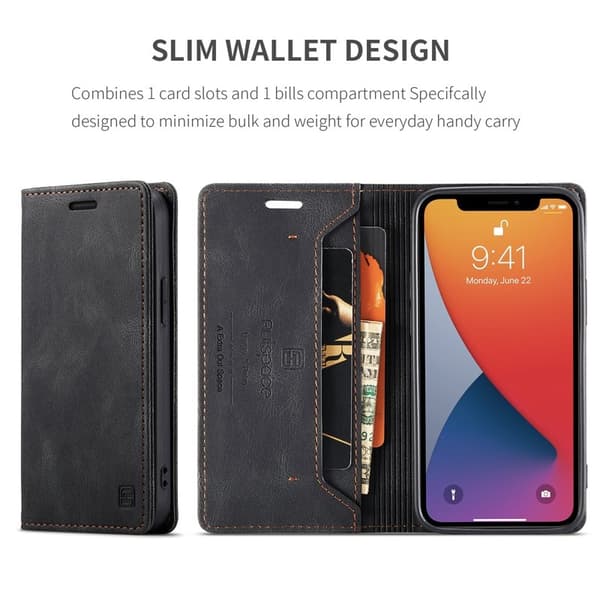 AUTSPACE A01 Mobilskal till iPhone 12 mini KonstLäder - Svart