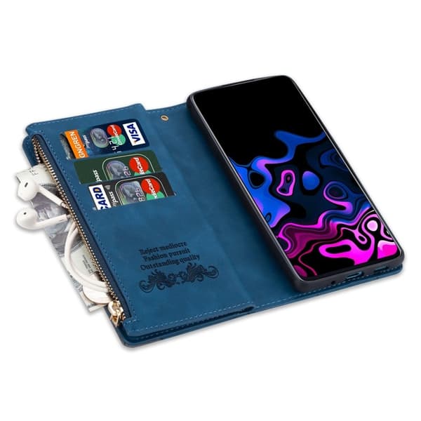 Samsung Galaxy S26+ Plånboksfodral Färgsplicing Konstläder Ställ - Blå