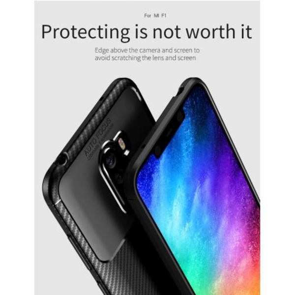 IPAKY Carbon Fiber matkapuhelinkotelo Xiaomi Pocophone F1 -puhelimelle - sininen Blue