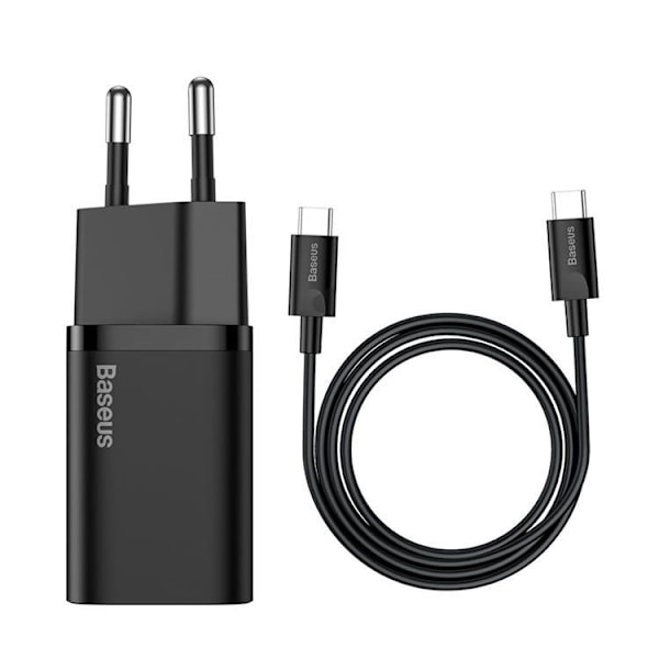 Baseus EU Super Väggladdare USB-C Kabel 1m 25W - Svart Svart