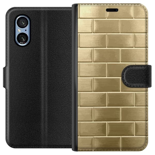 Plånboksfodral till Sony Xperia 5 V med Gyllene Murstenar