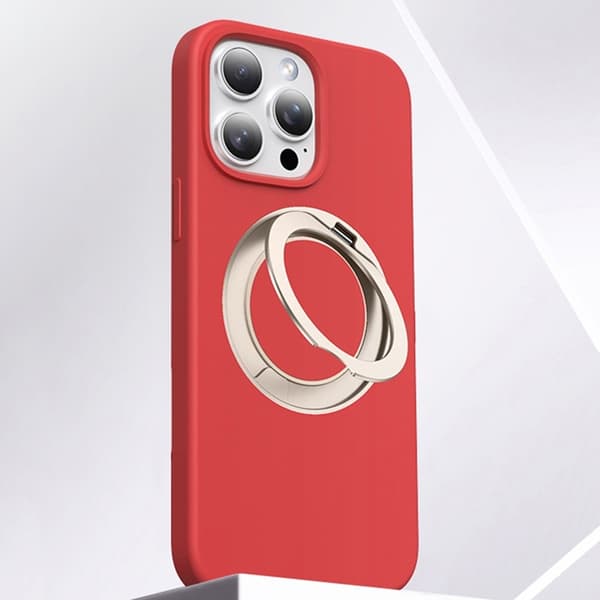 Mobilskal till iPhone 16 Pro Max MagSafe Silikon Roterande - Röd Röd