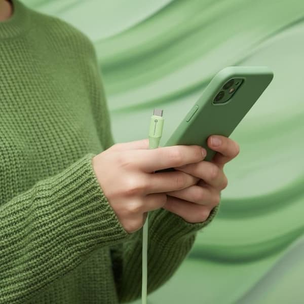 FORCELL USB-A till USB-C 66W Kabel 3A 1m QC4.0 Silikon C342 - Grön