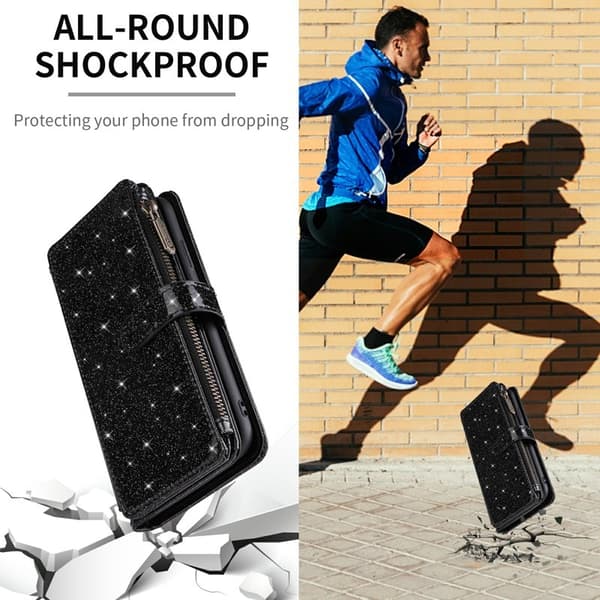 ASUWISH Samsung Galaxy A35 5G Skal Glitter Konstläder - Svart