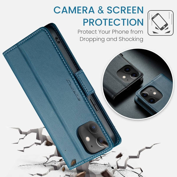 CASEME Plånboksfodral Konstläder för iPhone 12/12 Pro - Blå