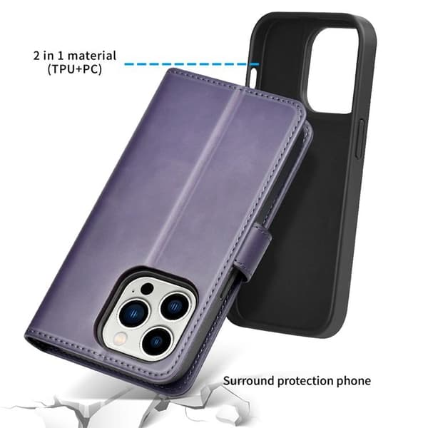 Puloka iPhone 14 Pro Max Plånboksfodral Magsafe 2in1 - Lila Lila