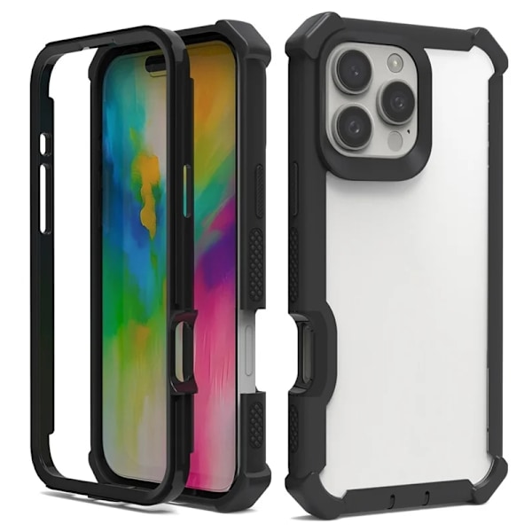 Mobilskal till iPhone 16 Pro TPU + PC Shockproof - Svart Svart