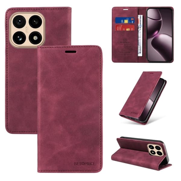 BETOPNICE Xiaomi 15T Plånboksfodral Konstläder - Röd