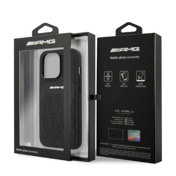 AMG iPhone 13 Pro/13 Mobilskal Läder Curved Lines - Svart Svart
