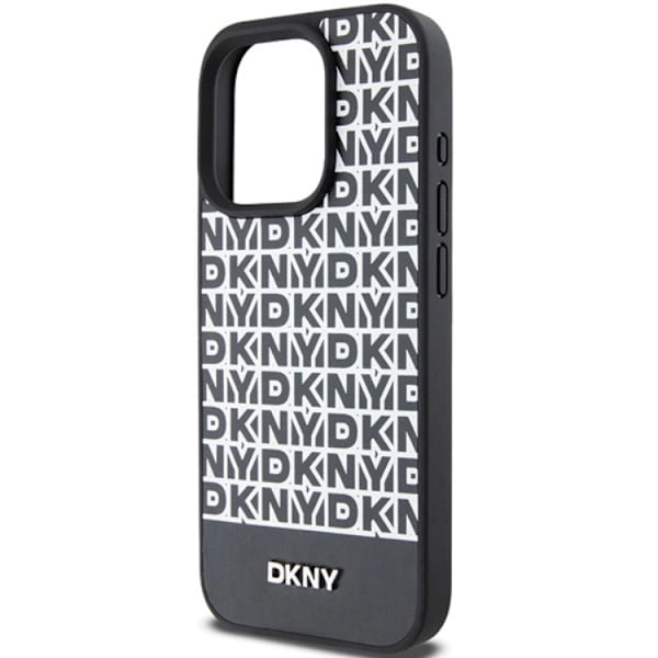 DKNY iPhone 15 Pro Mobilskal Magsafe Läder Printed Pattern Svart