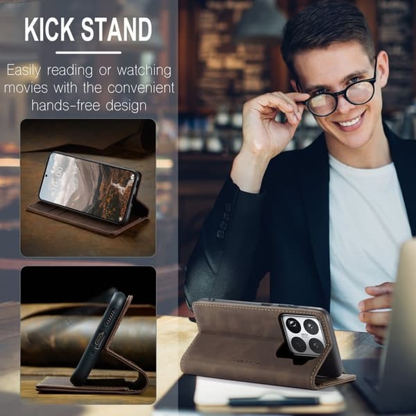 CASEME 013 Plånboksfodral för Xiaomi 15 Pro - KonstLäder - Kaffe