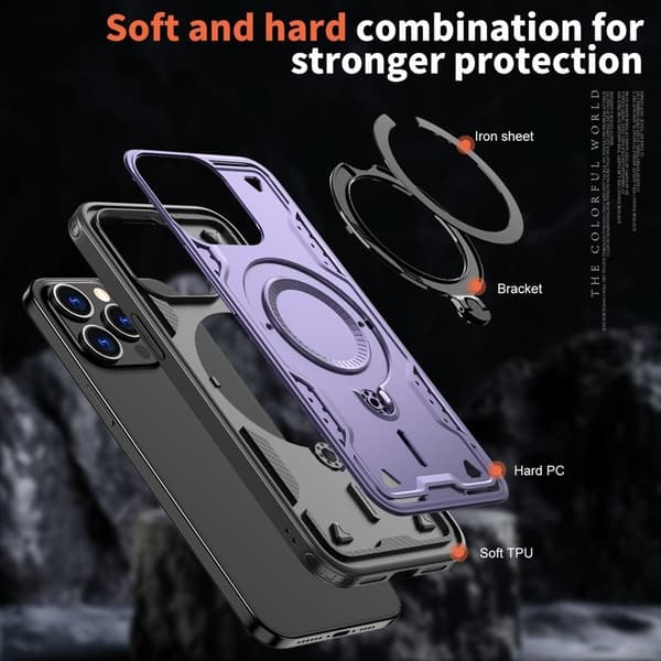 iPhone 15 Pro Max Skal Plast Militärt Skydd - Lila