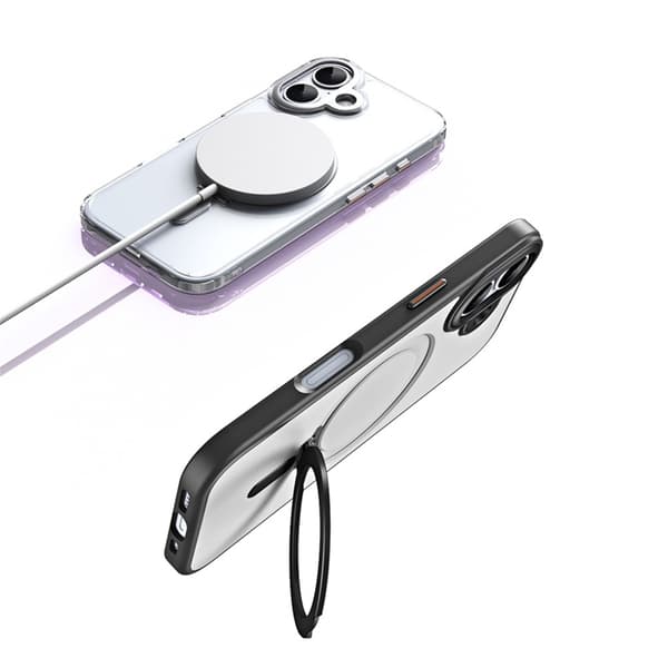 Telefontaske til iPhone 17 MagSafe Kickstand TPU + Akryl Svart