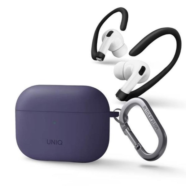 UNIQ AirPods Pro 2 -kuori Nexo Silikon Ear Hookseilla - Fig Lila