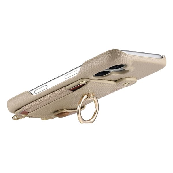 Mobilskal till iPhone 16 med Korthållare Ring Kickstand - Khaki Beige