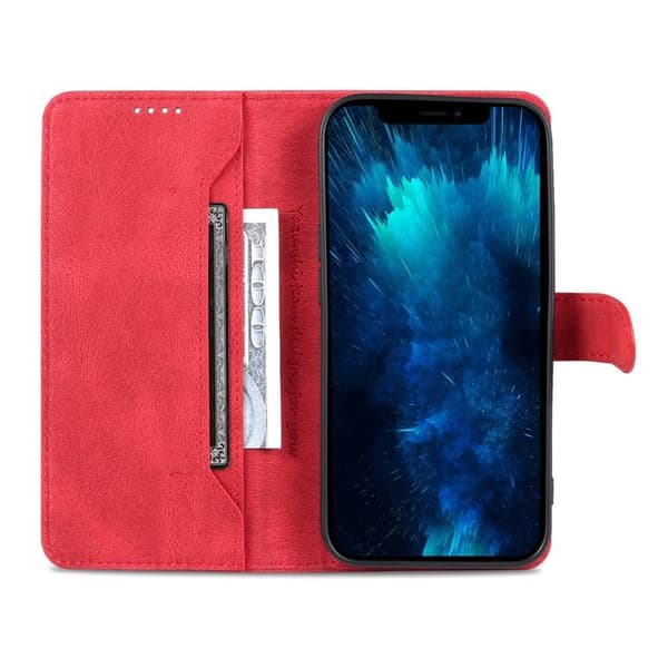 AZNS iPhone 14 Pro Plånboksfodral i Konstläder - Röd