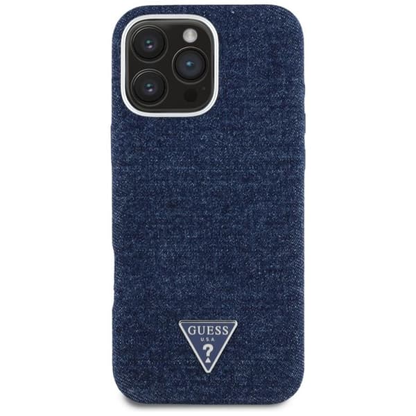 Guess Telefontaske til iPhone 16 Pro Max MagSafe Denim Trekant - Blå Blå