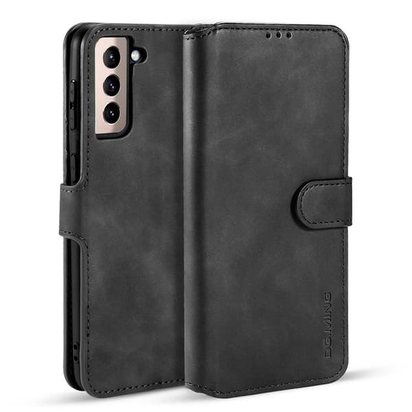 DG.MING Plånboksfodral Konstläder för Samsung Galaxy S21+ 5G - Svart