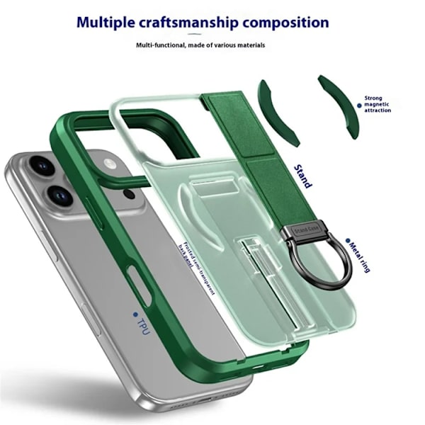 Mobilskal till iPhone 17 Pro Max Magsafe D-Ring Kickstand - Grön Grön