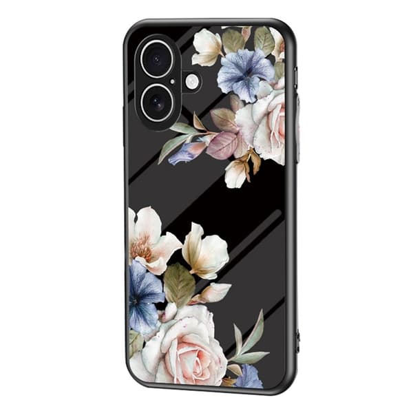 Mobilskal till iPhone 17 Floral Pattern TPU + Härdat Glas - Svart Svart