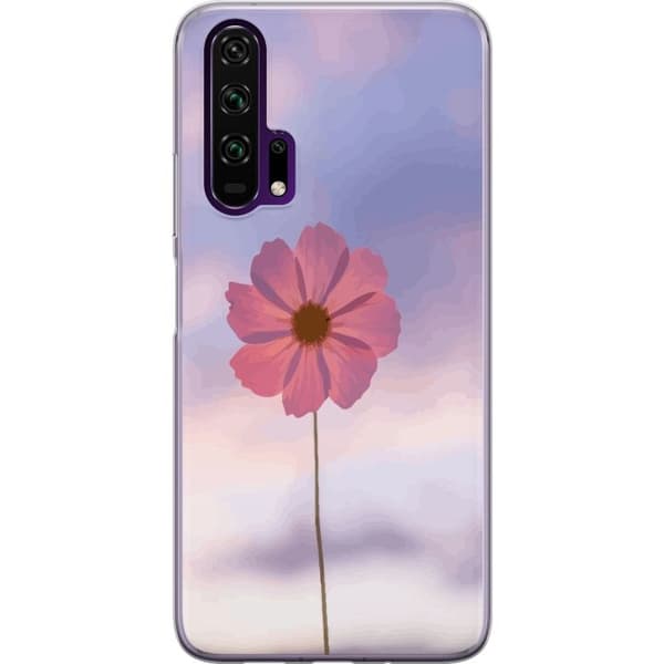 Telefontaske til Honor 20 Pro med lyserød blomst