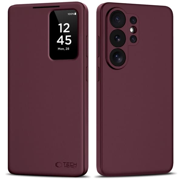 Tech-Protect Plånboksfodral För Galaxy S26 Ultra Smart - Mulberry Vinröd