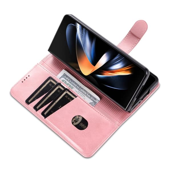 AZNS Samsung Galaxy Z Fold4 Plånboksfodral Konstläder - Roséguld