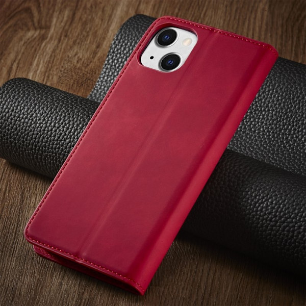 FORWENW iPhone 14 Plus Plånboksfodral i Konstläder - Röd