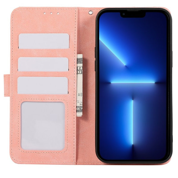 ABEEL iPhone 13 Pro Case RFID-Skydd Plånboksfodral Konstläder - Rosa