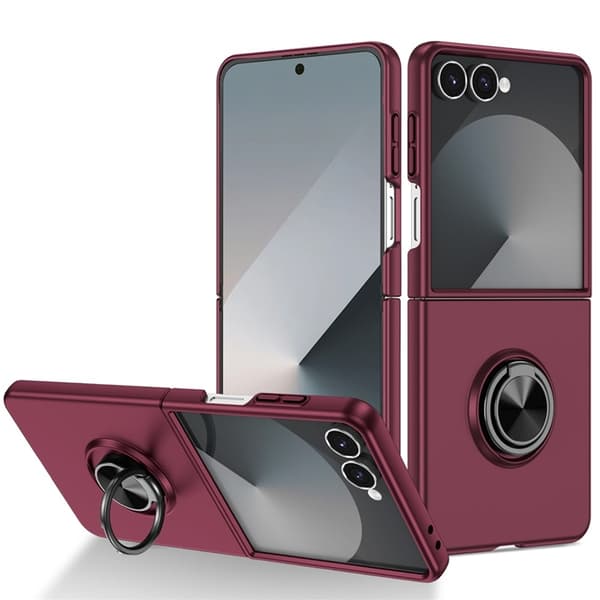 Mobilskal till Galaxy Z Flip 7 5G Rotatable Ring Kickstand - Vinröd Vinröd