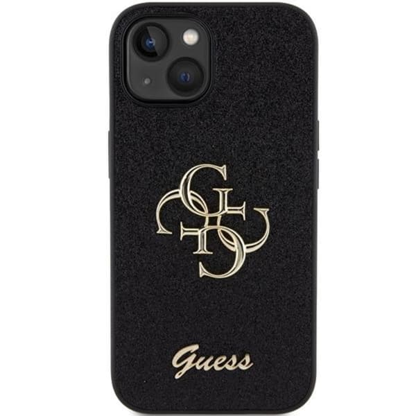 Guess Mobilskal till iPhone 15 Glitter Script Big - Svart Svart
