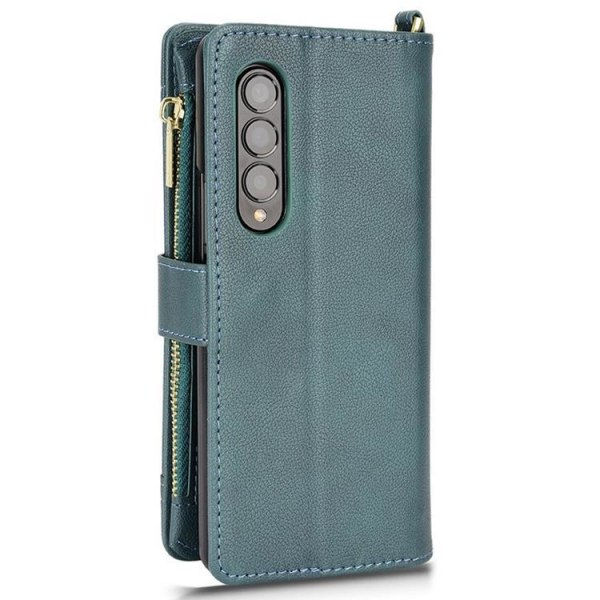 Galaxy Z Fold 4 Wallet Case vetoketjullinen magneetti - vihreä