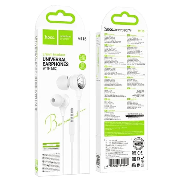 Hoco Hovedtelefoner 3.5mm Med Mikrofon - Hvid Vit