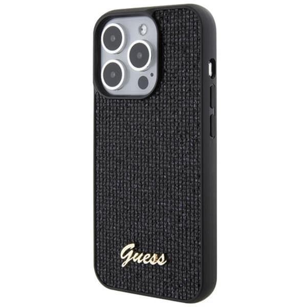 Guess iPhone 15 Pro -puhelinkuori Disco Metal Script - Musta Black