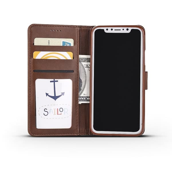 LC.IMEEKE Wallet Stand Mobilskal KonstLäder - Brun för iPhone X/10