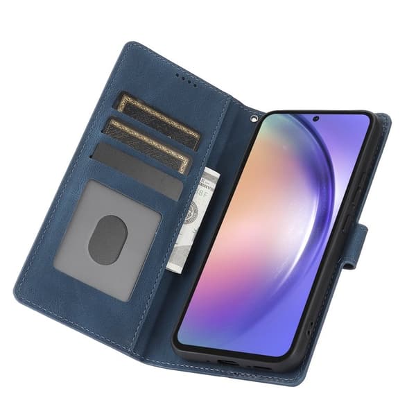 Mobilskal till Samsung Galaxy S26+ KonstLäder med Ställ - Blå