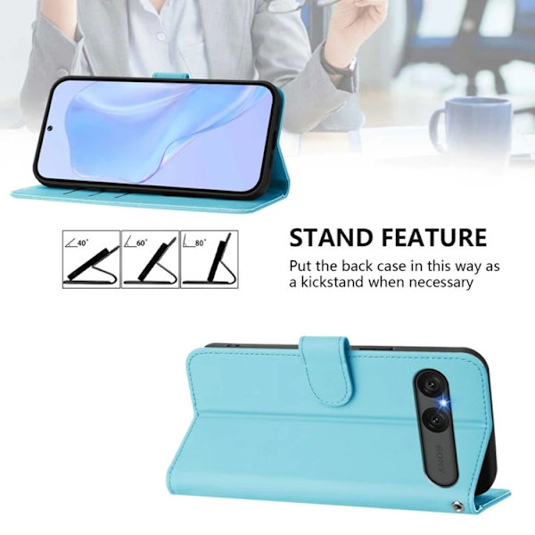 Sony Xperia 10 VII Plånboksfodral Solid Color Konstläder - Ljusblå Blå