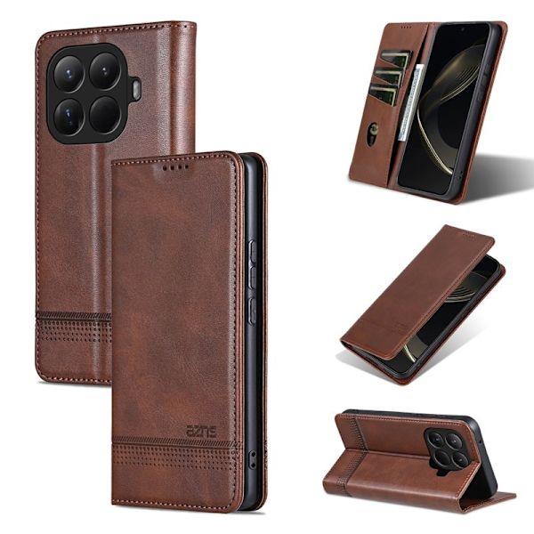 AZNS Xiaomi 15T Pro Plånboksfodral Konstläder - Brun