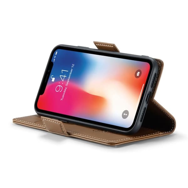 CASEME iPhone XS Max Plånboksfodral Konstläder RFID-Skydd 3 Kortfack Brun