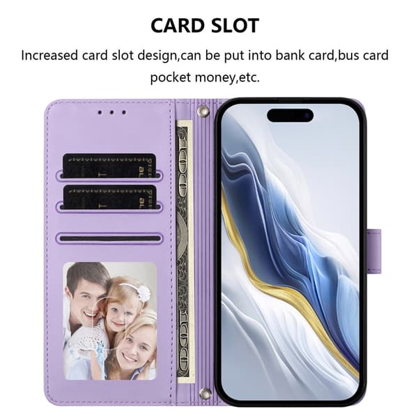 OnePlus 15 Konstläder Plånboksfodral Love Cat Pattern Imprint Lila