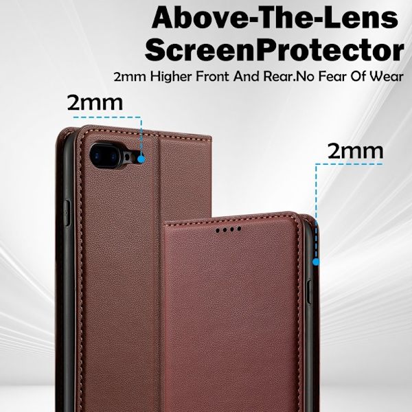LC.IMEEKE L1 Series iPhone 8 Plus Plånboksfodral Konstläder - Brun