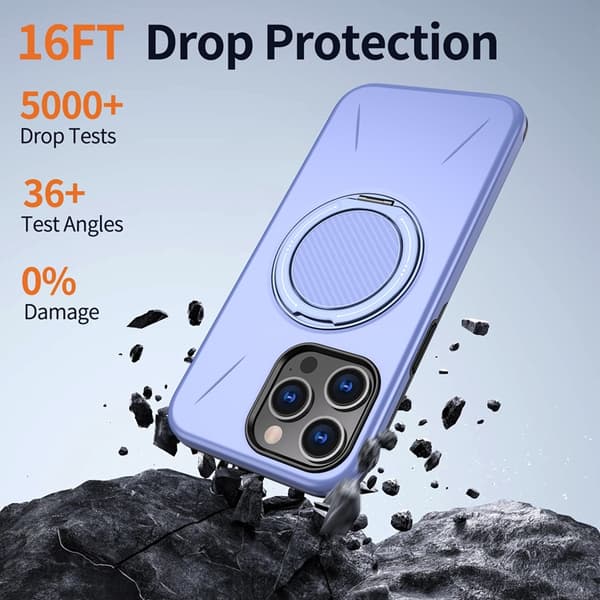 Mobilskal till iPhone 15 Pro MagSafe Rotating Kickstand TPU + PC Lila
