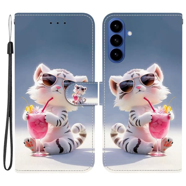 Plånboksfodral för Samsung Galaxy S26 Plus Mönstertryckt Konstläder Tiger
