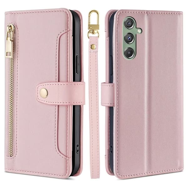 Galaxy M34 5G Konstläder Plånboksfodral med 2 Rem - Rosa Rosa