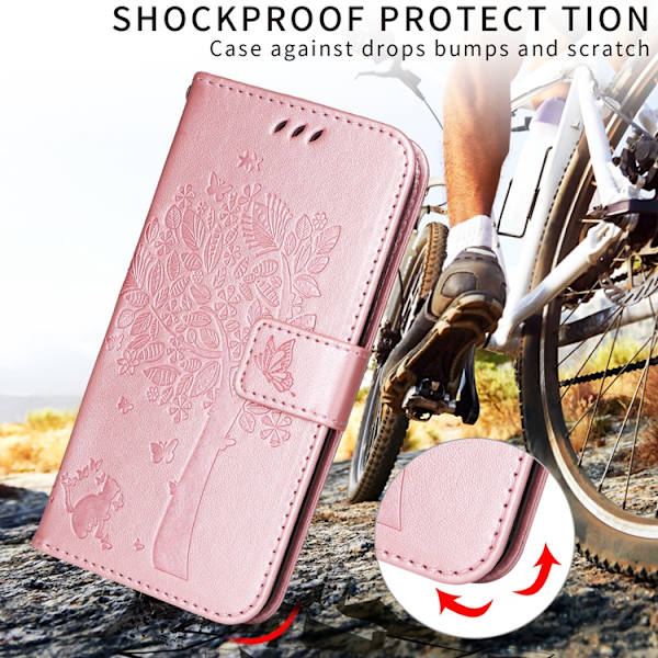 OnePlus 15 5G Plånboksfodral Cat Tree Pattern Konstläder Roséguld