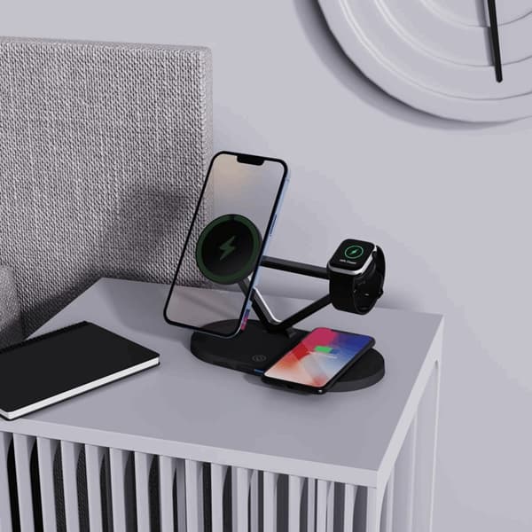 Tech-Protect 3-in-1 Trådlös Laddare iPhone Apple Watch AirPods - Svart