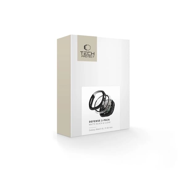 [2-Pack] Tech-Protect Skal För Galaxy Watch 8/9 (44mm) Defense - Svart/Clear